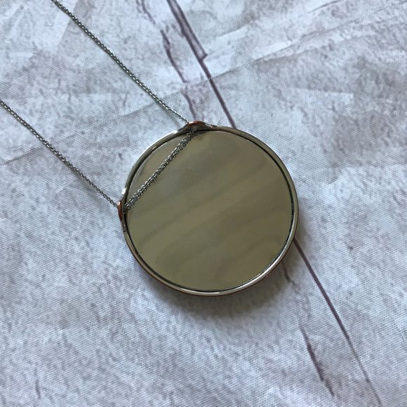 House of Harlow 1960 Leather Sunburst Long Necklace Silver Tone Big Pendant - Picture 8 of 11